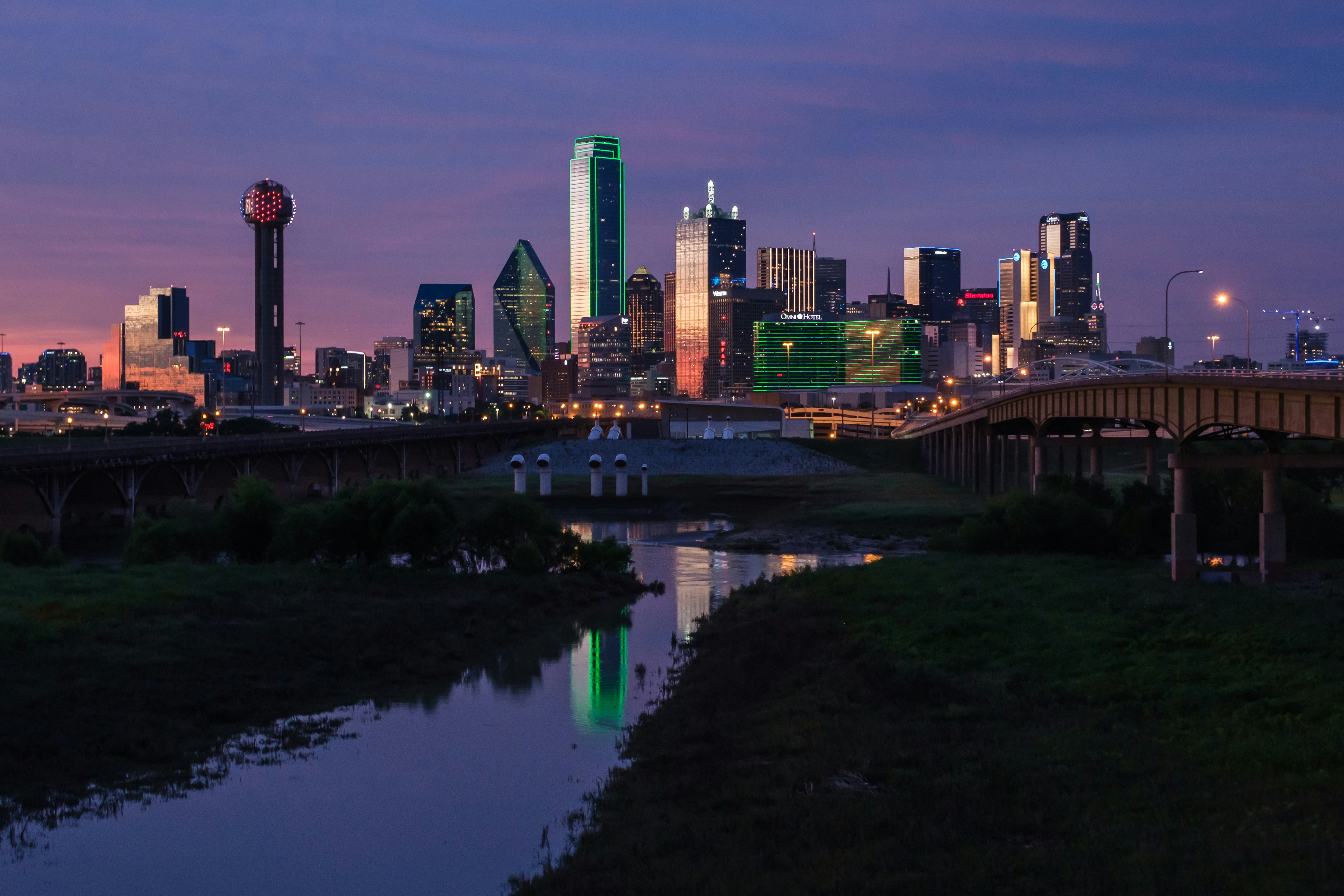 Dallas skyline at dusk